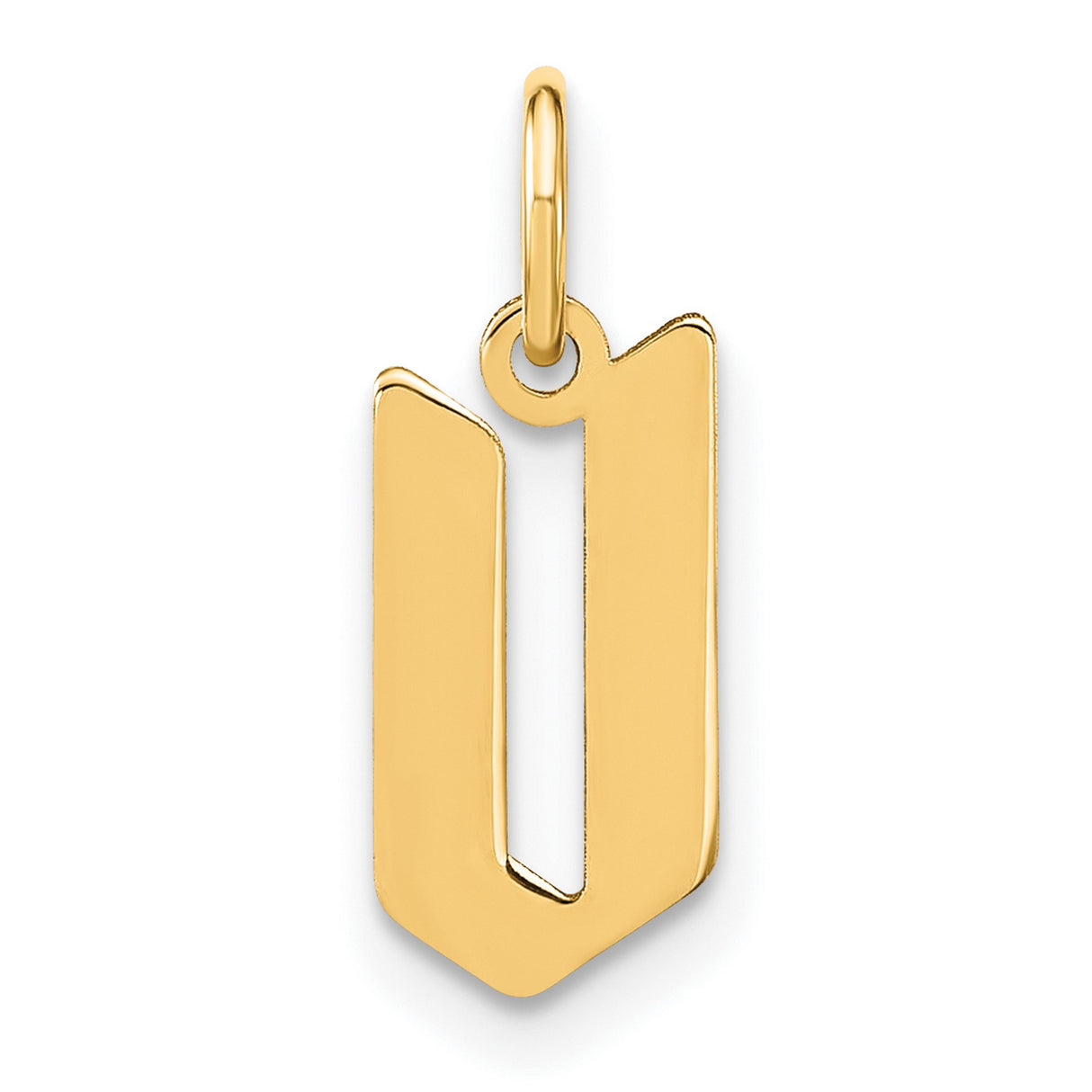 14k Yellow Gold Letter U Pendant Charm, Sleek Modern Initial Jewelry for Women