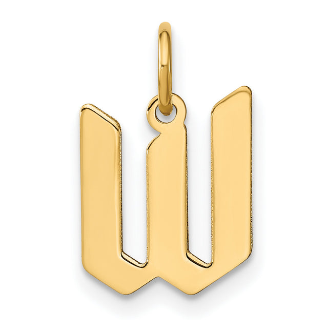 14k Yellow Gold Letter W Pendant Charm, Block Style Initial Jewelry for Women or Unisex Wear