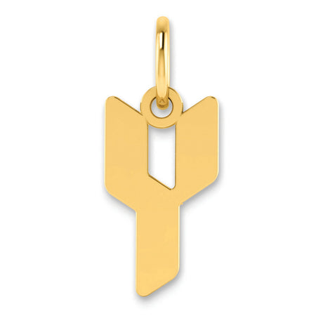 Letter Y Initial Charm Pendant in Real 14k Yellow Gold