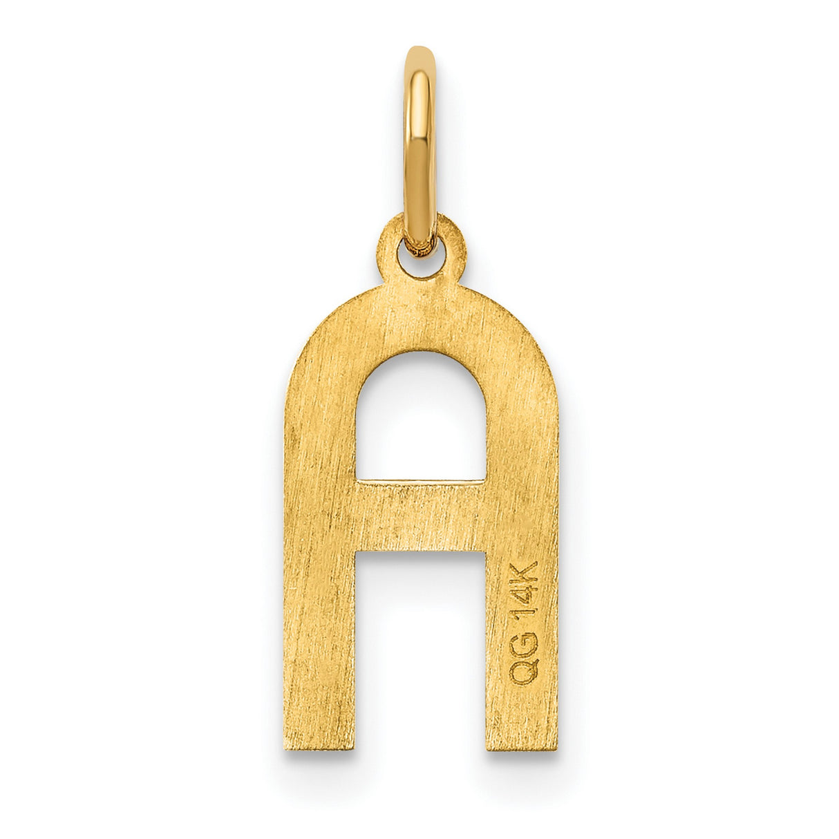 14k Yellow Gold Letter A Pendant, Polished Bold Modern Initial Charm for Women