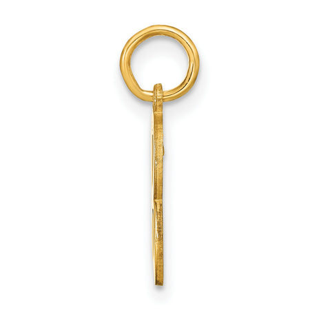 14k Yellow Gold Letter B Pendant, Polished Block Initial Charm for Women or Unisex Wear