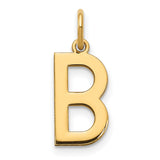 14k Yellow Gold Letter B Pendant, Polished Block Initial Charm for Women or Unisex Wear