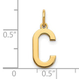 14k Yellow Gold Letter C Pendant Charm, Block Style Initial Monogram Jewelry for Women or Unisex