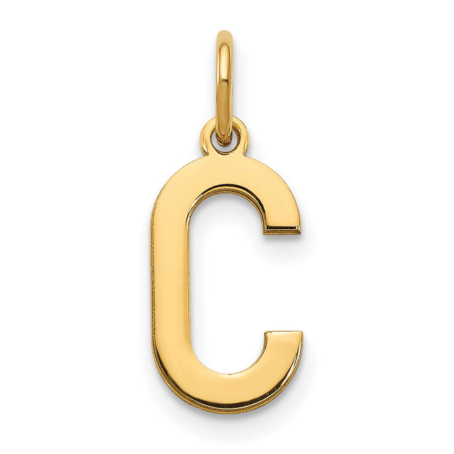 14k Yellow Gold Letter C Pendant Charm, Block Style Initial Monogram Jewelry for Women or Unisex