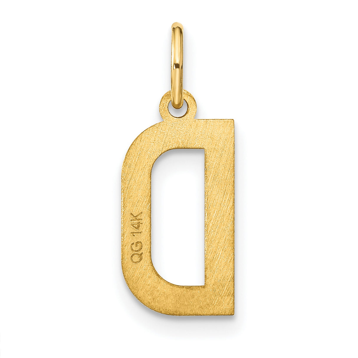 14k Yellow Gold Letter D Pendant Charm, Solid Block Initial Design, Polished Finish
