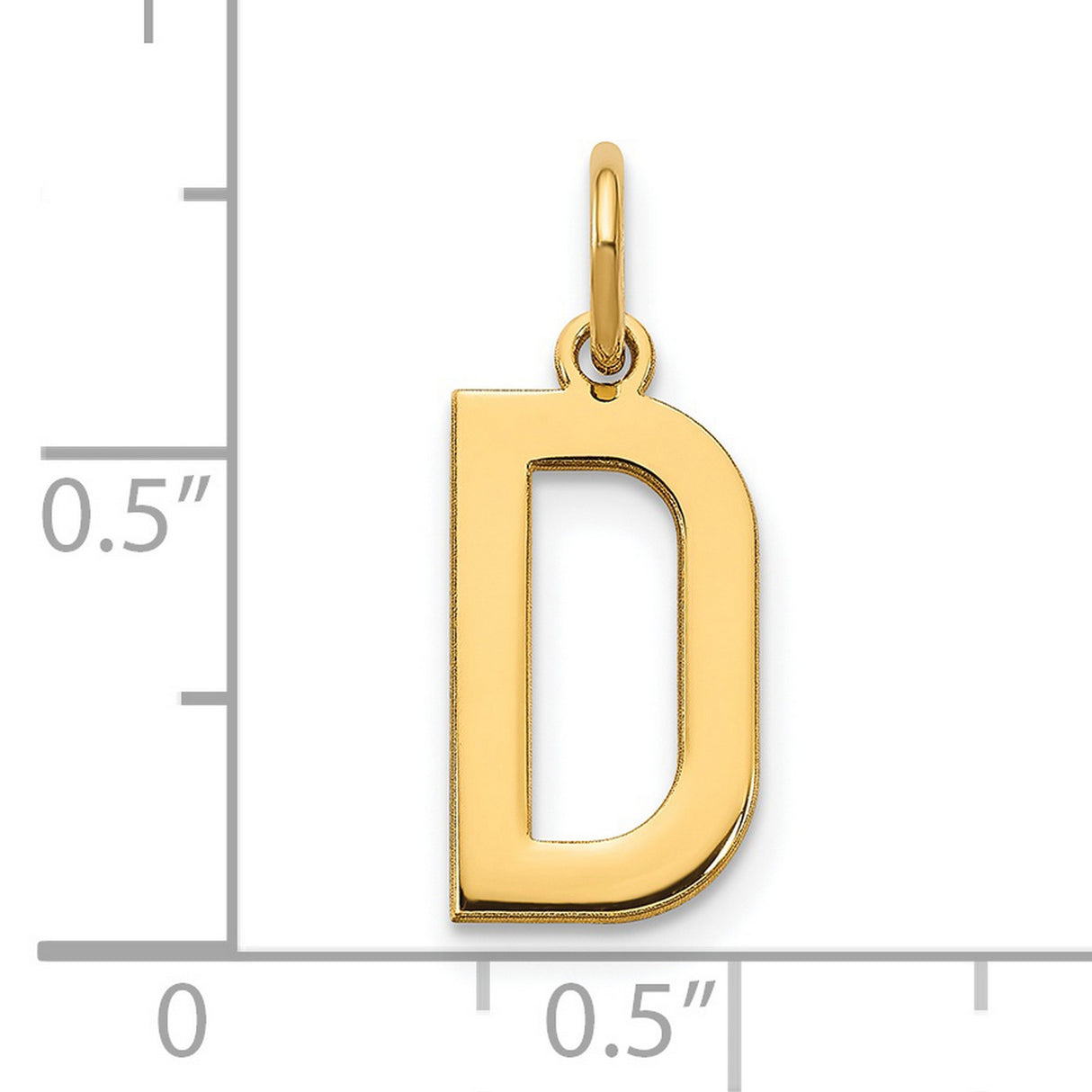14k Yellow Gold Letter D Pendant Charm, Solid Block Initial Design, Polished Finish