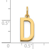 14k Yellow Gold Letter D Pendant Charm, Solid Block Initial Design, Polished Finish