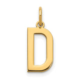 14k Yellow Gold Letter D Pendant Charm, Solid Block Initial Design, Polished Finish