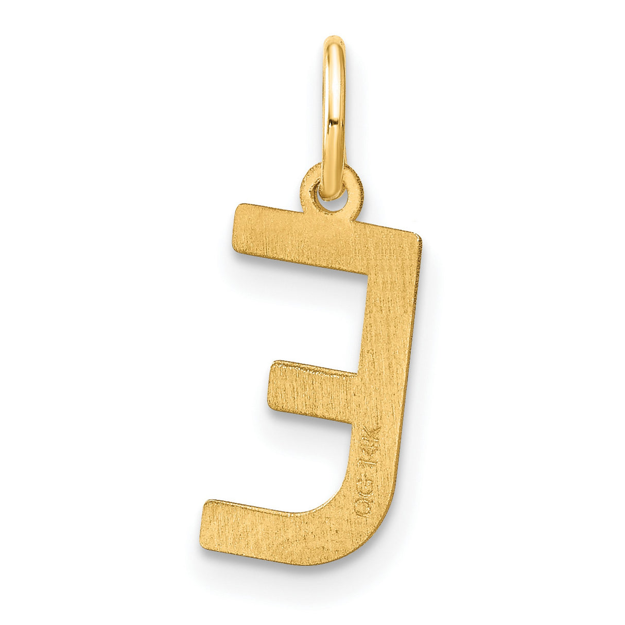 14k Yellow Gold Letter E Pendant, Polished Block Style Initial Charm for Women or Unisex