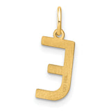 14k Yellow Gold Letter E Pendant, Polished Block Style Initial Charm for Women or Unisex