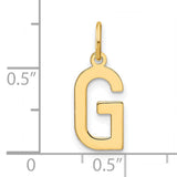 14k Yellow Gold Initial G Pendant Charm, Polished Block Letter Monogram, Unisex Jewelry