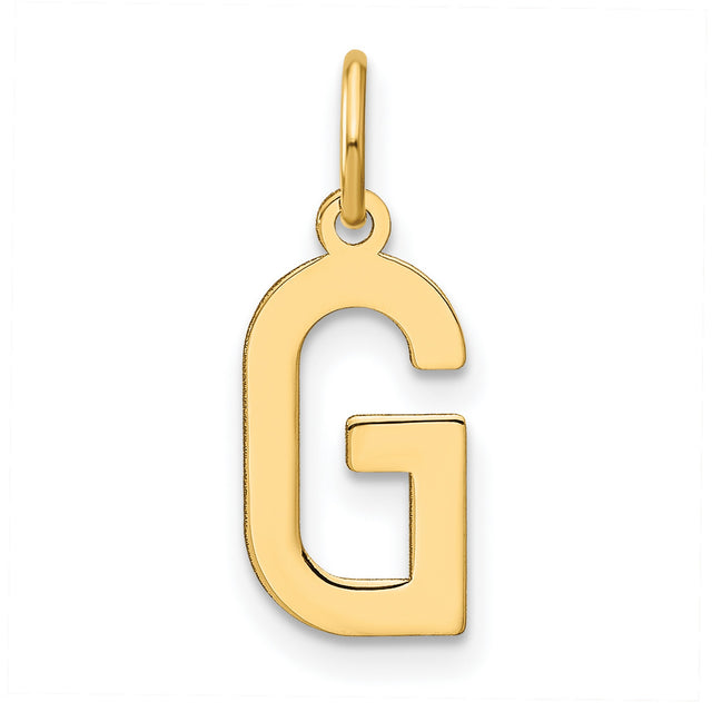 14k Yellow Gold Initial G Pendant Charm, Polished Block Letter Monogram, Unisex Jewelry