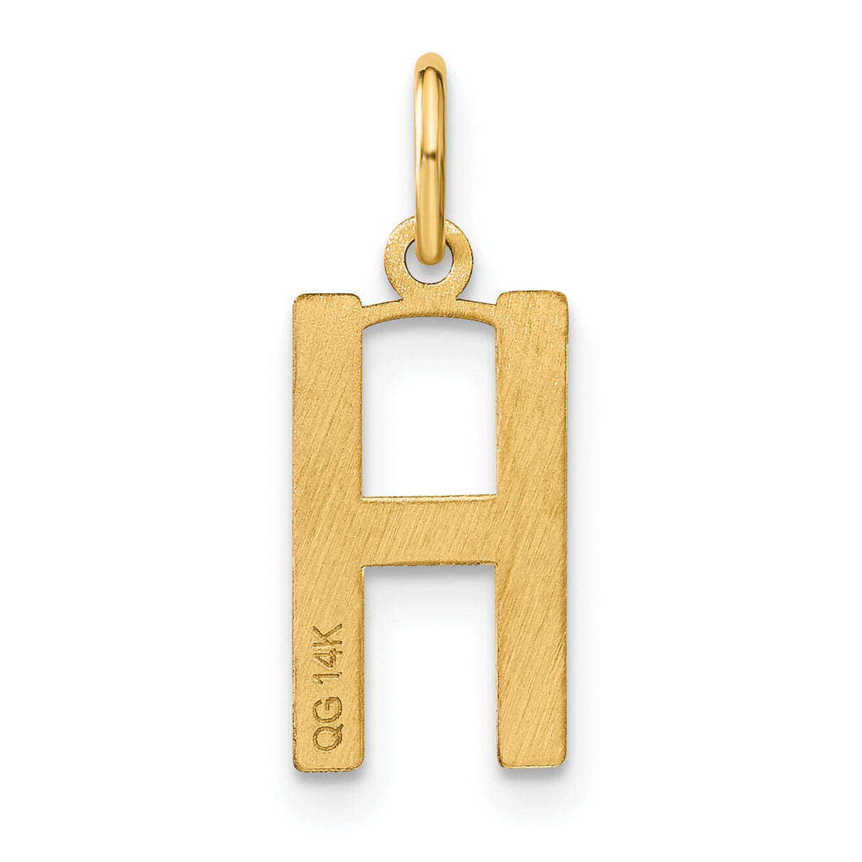 14k Yellow Gold Initial A Pendant Charm, Polished Block Letter Monogram Jewelry for Women