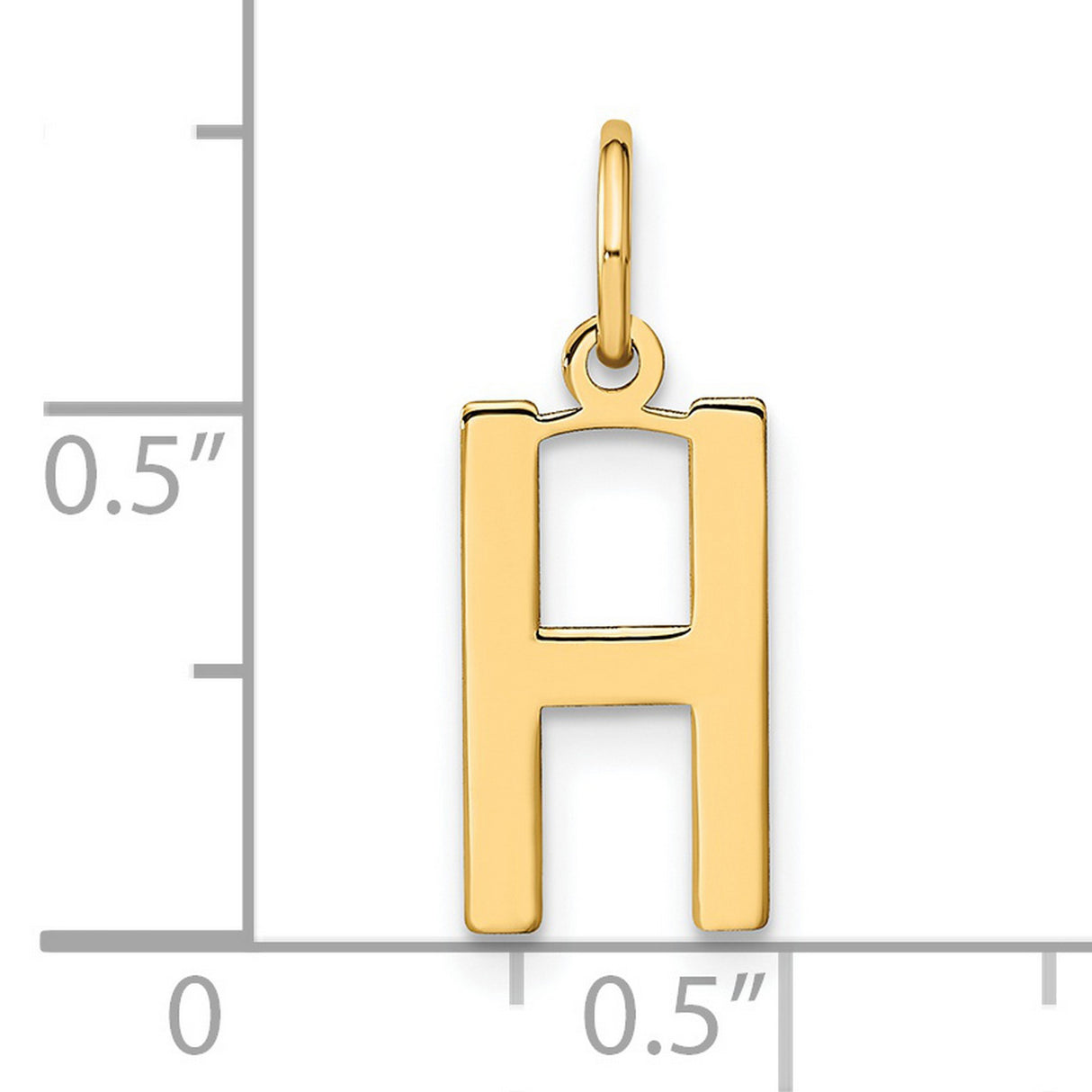 14k Yellow Gold Initial A Pendant Charm, Polished Block Letter Monogram Jewelry for Women