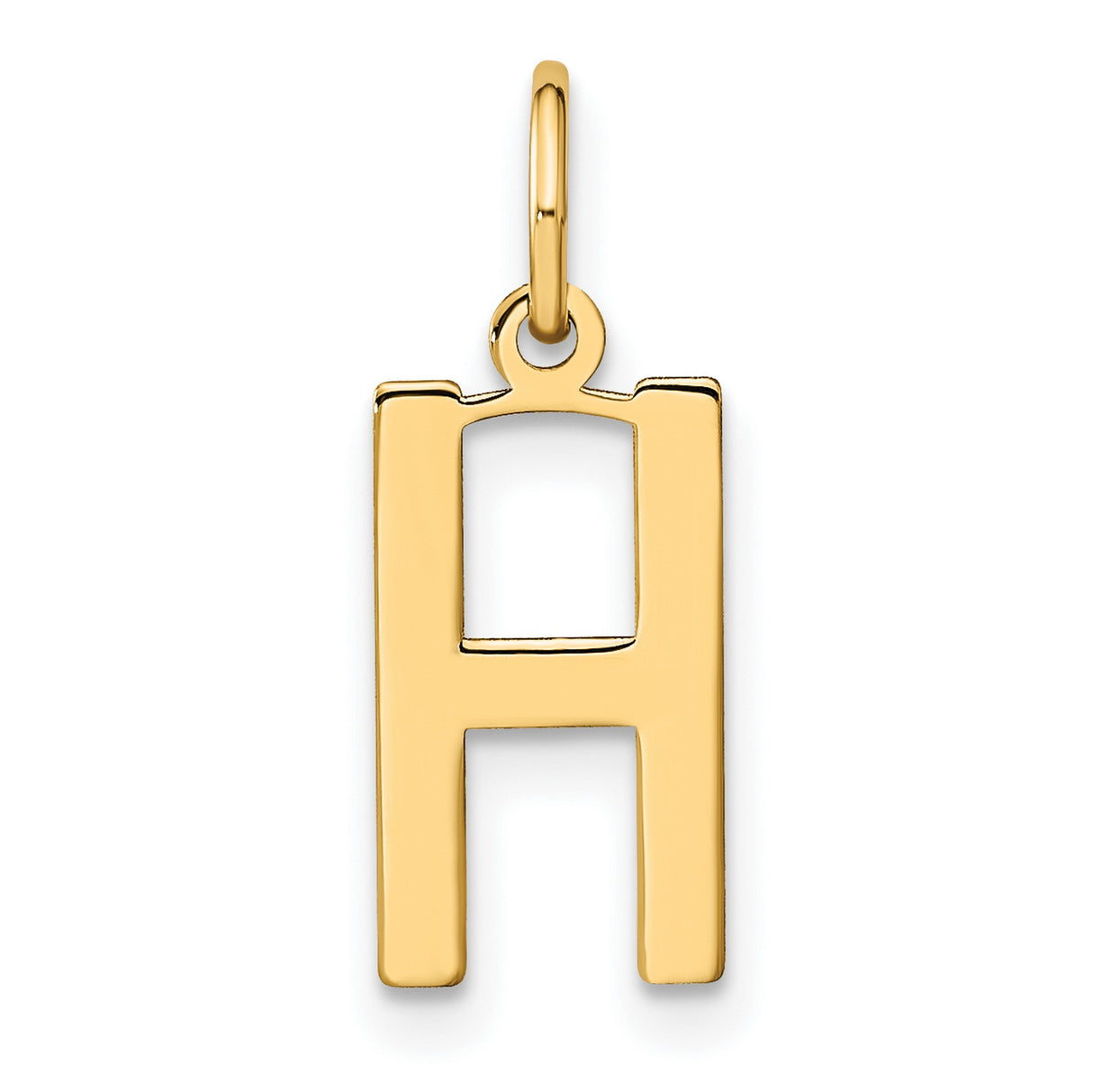 14k Yellow Gold Initial A Pendant Charm, Polished Block Letter Monogram Jewelry for Women