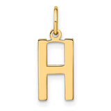 14k Yellow Gold Initial A Pendant Charm, Polished Block Letter Monogram Jewelry for Women