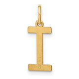 14k Yellow Gold Letter I Pendant Charm, Polished Block Initial Monogram Design