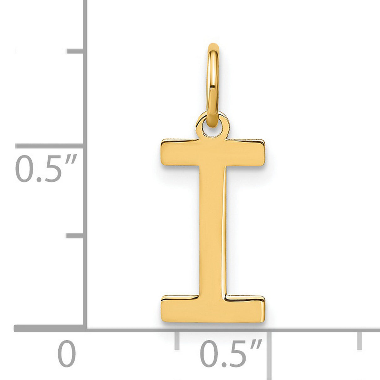 14k Yellow Gold Letter I Pendant Charm, Polished Block Initial Monogram Design