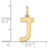 14k Yellow Gold Initial J Pendant Charm, Polished Block Letter, Unisex Monogram Jewelry