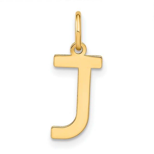 14k Yellow Gold Initial J Pendant Charm, Polished Block Letter, Unisex Monogram Jewelry
