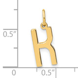 14k Yellow Gold K Initial Pendant Charm, Polished Alphabet Jewelry for Women or Unisex Wear