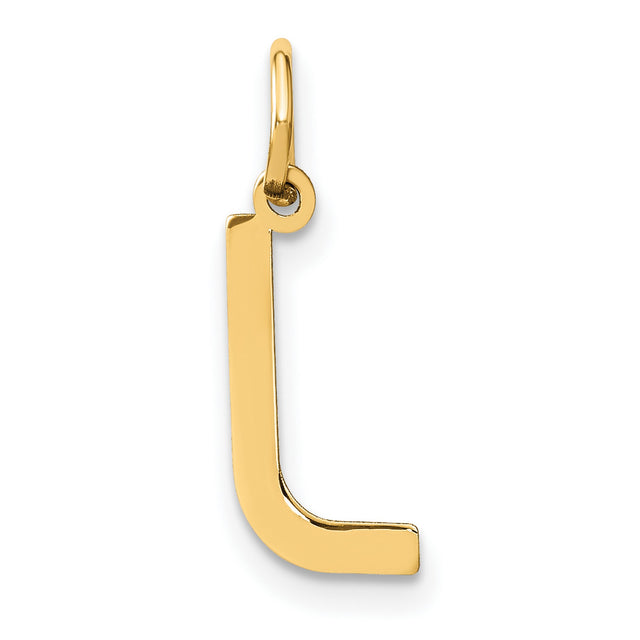 14k Yellow Gold Letter L Pendant Charm, Polished Initial Monogram Jewelry for Women and Men