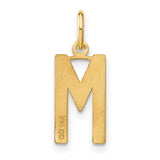 14k Yellow Gold Letter M Pendant Charm, Polished Block Initial Jewelry for Necklace or Bracelet