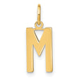 14k Yellow Gold Letter M Pendant Charm, Polished Block Initial Jewelry for Necklace or Bracelet