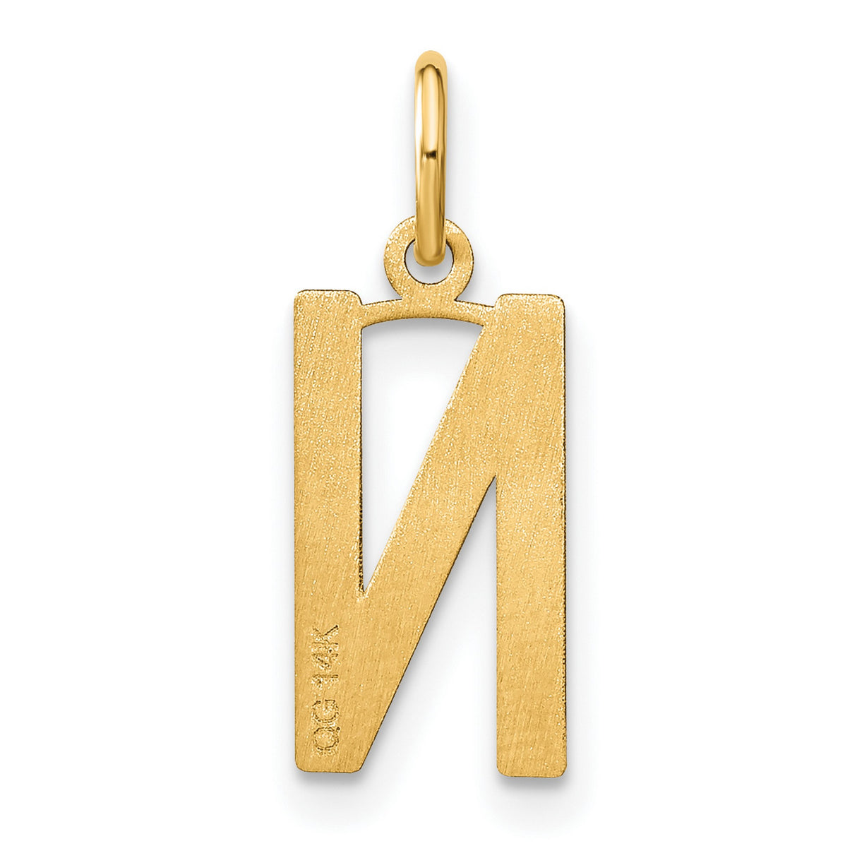 14k Yellow Gold Letter N Pendant, Bold Block Initial Charm with Polished Finish