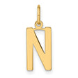 14k Yellow Gold Letter N Pendant, Bold Block Initial Charm with Polished Finish