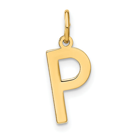 14k Yellow Gold Letter P Pendant, Polished Initial Charm for Women or Unisex
