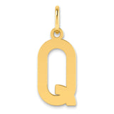 14k Yellow Gold Initial Q Pendant, Polished Block Letter Charm, Unisex Monogram Jewelry