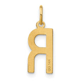 14k Yellow Gold Initial Charm Pendant, Block Letter R Design, Polished Alphabet Jewelry