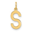 14k Yellow Gold Letter S Pendant Charm, Polished Initial Monogram for Women or Unisex Use
