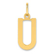 14k Yellow Gold Letter U Pendant Charm, Polished Alphabet Cutout for Women or Unisex