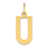 14k Yellow Gold Letter U Pendant Charm, Polished Alphabet Cutout for Women or Unisex