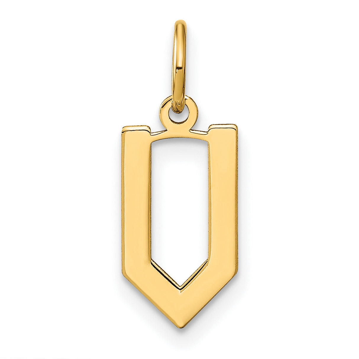 14k Yellow Gold Chevron Pendant with Open Modern Geometric Design for Men or Women
