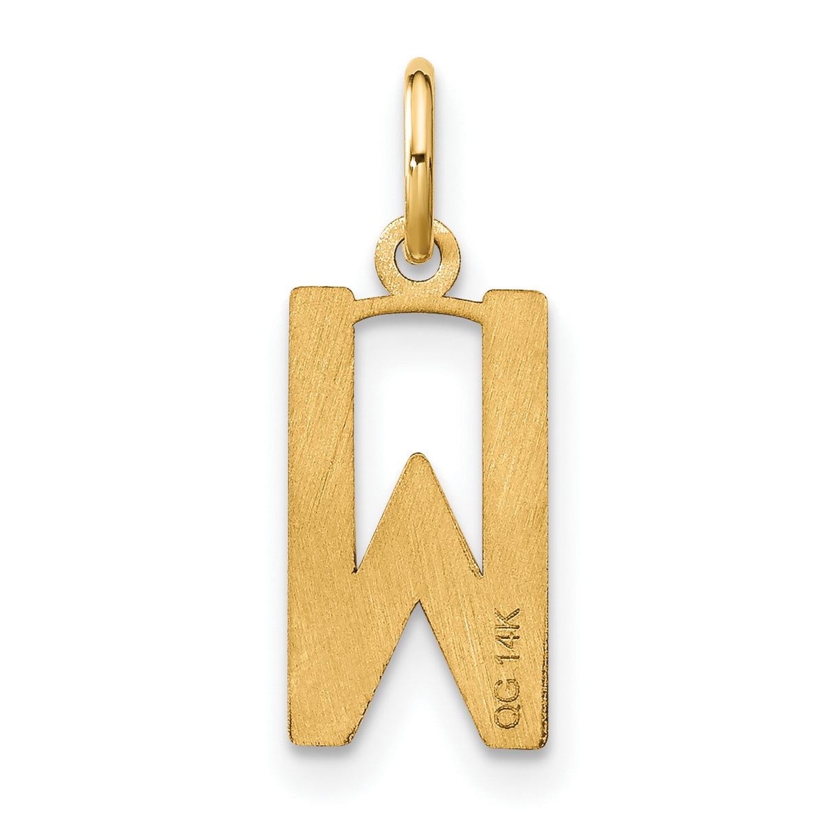 14k Yellow Gold Initial Pendant, Bold Block Letter W Charm for Women