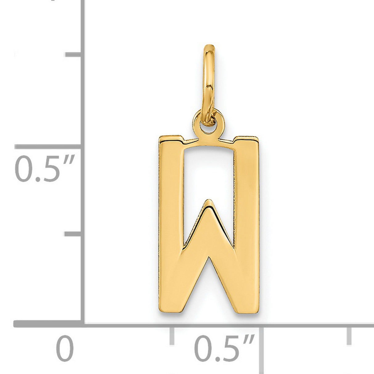 14k Yellow Gold Initial Pendant, Bold Block Letter W Charm for Women