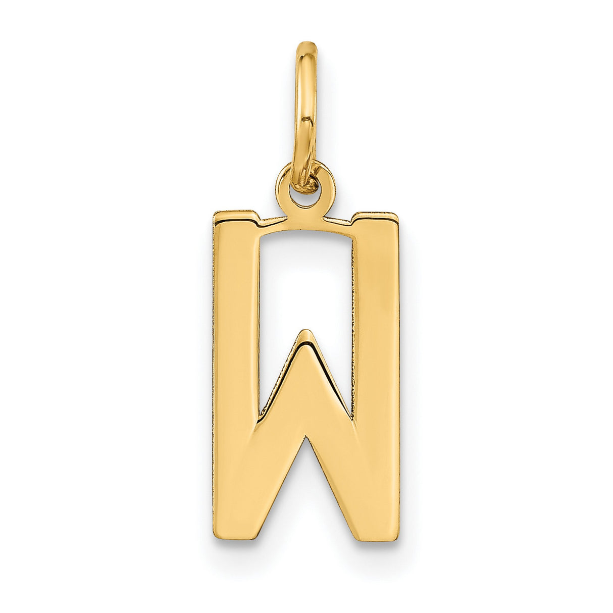 14k Yellow Gold Initial Pendant, Bold Block Letter W Charm for Women
