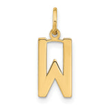 14k Yellow Gold Initial Pendant, Bold Block Letter W Charm for Women