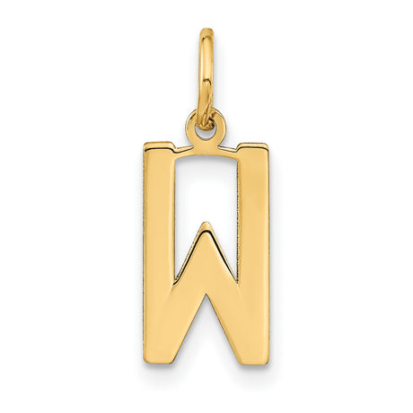 14k Yellow Gold Initial Pendant, Bold Block Letter W Charm for Women