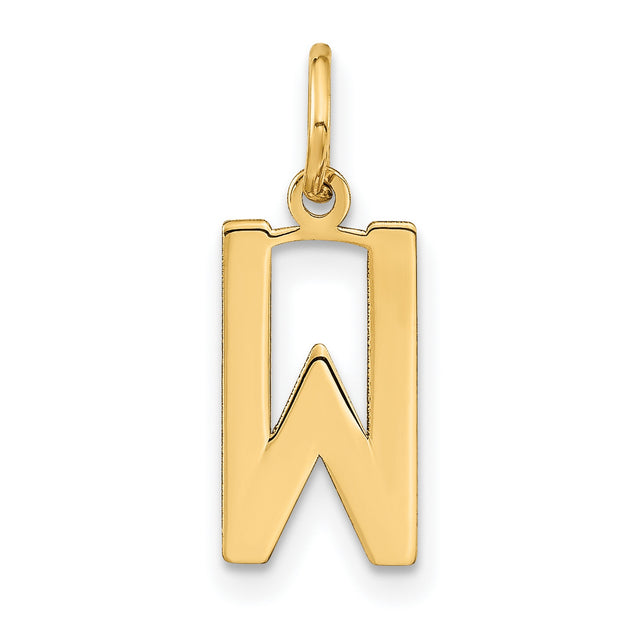 14k Yellow Gold Initial Pendant, Bold Block Letter W Charm for Women