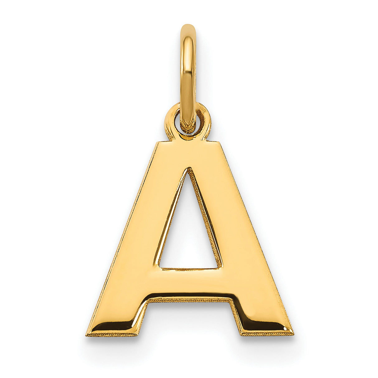 14k Yellow Gold Initial A Pendant, Polished Block Letter Charm for Necklace or Bracelet