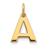 14k Yellow Gold Initial A Pendant, Polished Block Letter Charm for Necklace or Bracelet