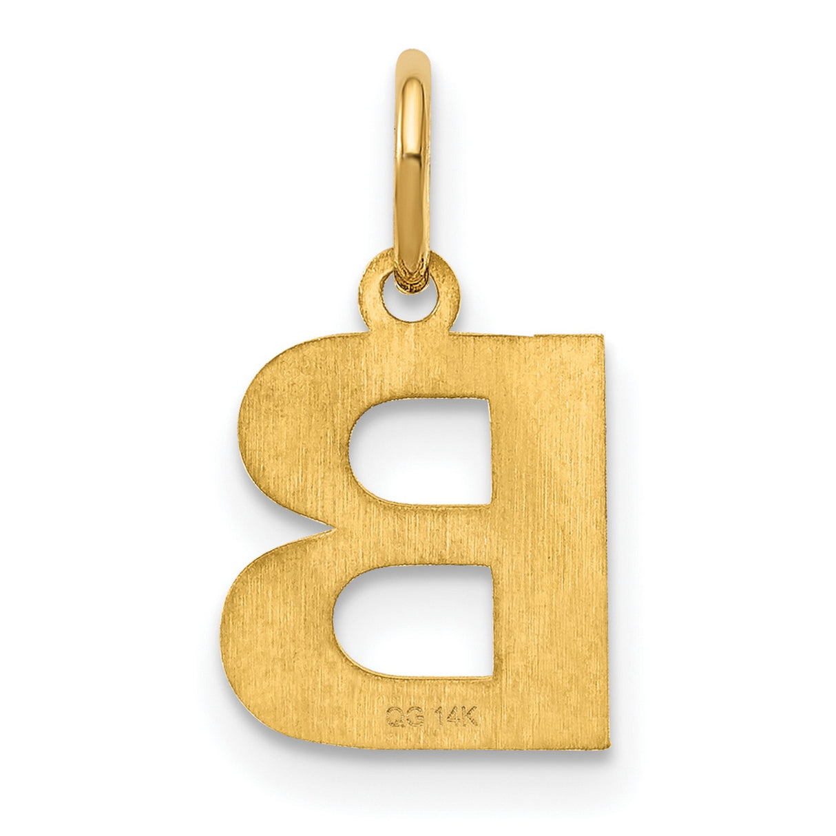 14k Yellow Gold Capital Letter B Pendant, Unisex Initial Charm for Custom Names or Monogram Jewelry
