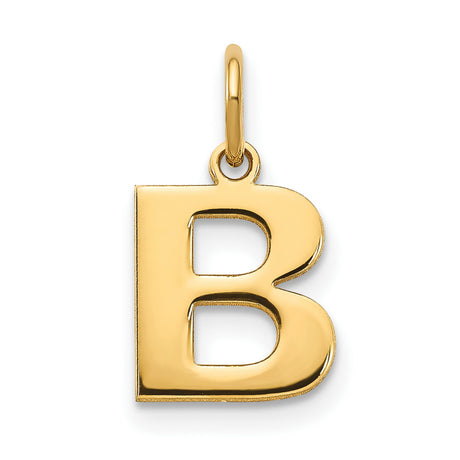 14k Yellow Gold Capital Letter B Pendant, Unisex Initial Charm for Custom Names or Monogram Jewelry