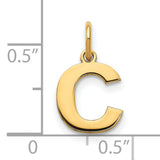14k Yellow Gold Initial C Pendant Charm, Polished Block Letter Design for Women or Unisex Wear