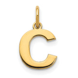 14k Yellow Gold Initial C Pendant Charm, Polished Block Letter Design for Women or Unisex Wear