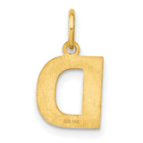 14k Yellow Gold Letter D Pendant Charm, Polished Initial for Necklace or Bracelet